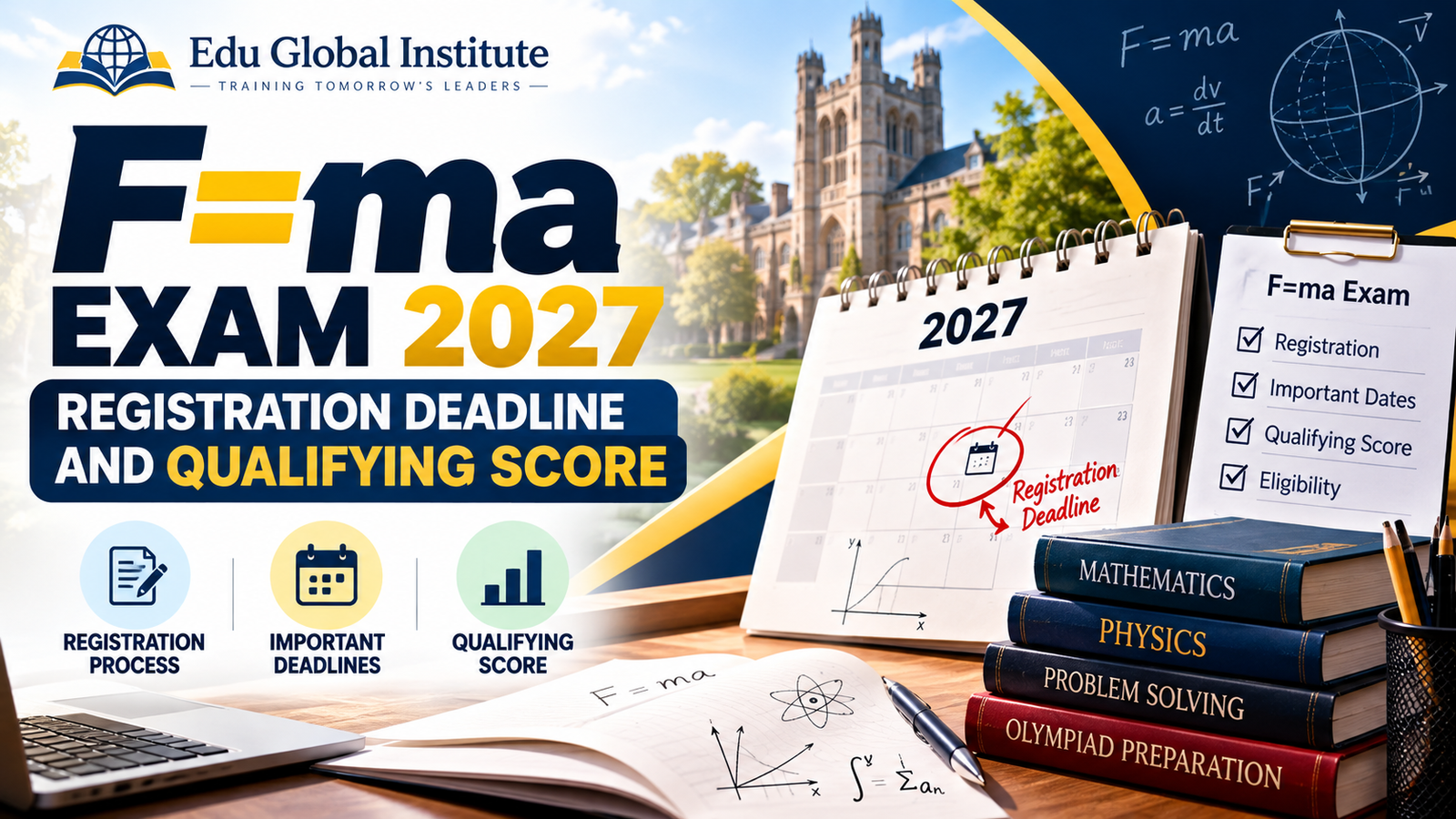 F=ma exam 2027 registration deadline and USAPhO qualifying score cutoff history chart for physics olympiad candidates