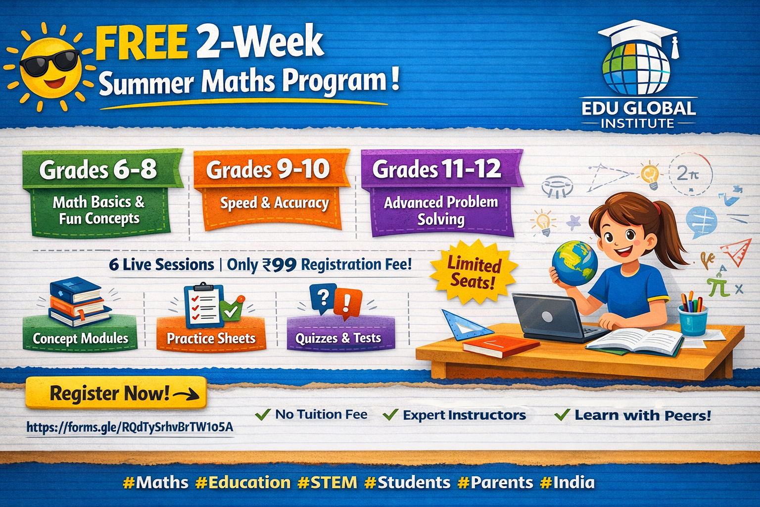 Free 2-Week Summer Maths Program for Grades 6-12 | Edu Global Institute