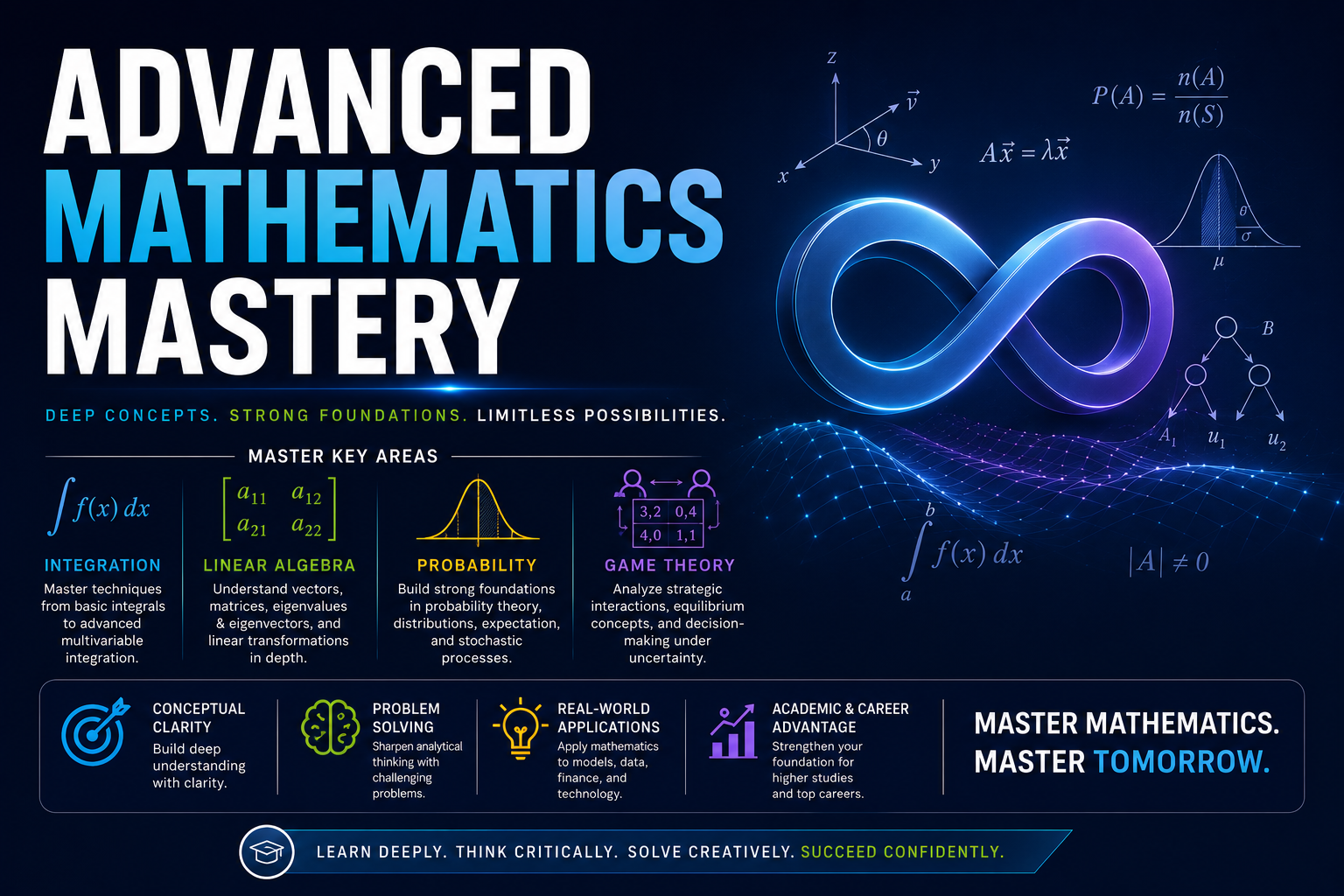 Advanced Mathematics Mastery — Integration, Linear Algebra, Probability & Game Theory
